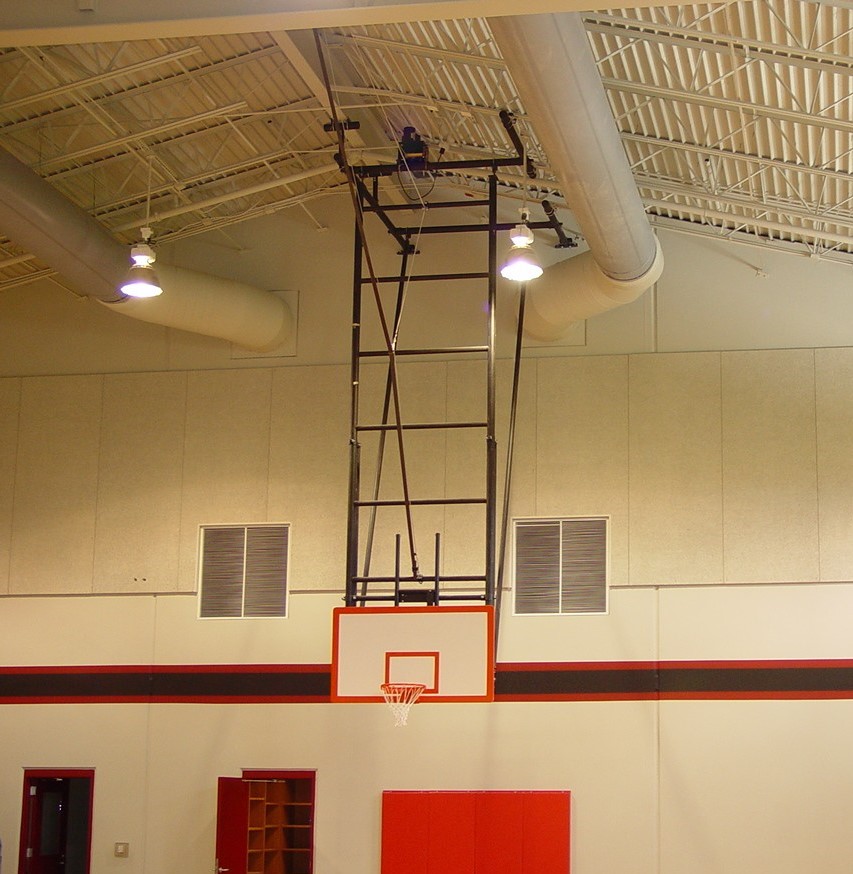 Dual Post Rear-Braced Front-Folding Ceiling Hung Basketball Dual Post Rear-Braced Front-Folding Ceiling Hung Basketball
